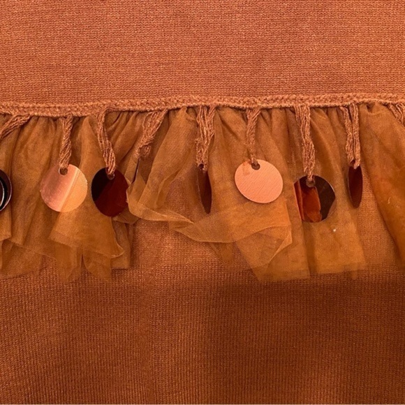 NWT ModerneChild Shoppe Brown Sweater Fringe Ruffle 7Y - Picture 4 of 5